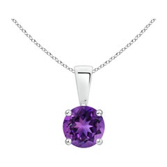 Natural Classic Round 0.45ct Amethyst Solitaire Pendant in Platinum