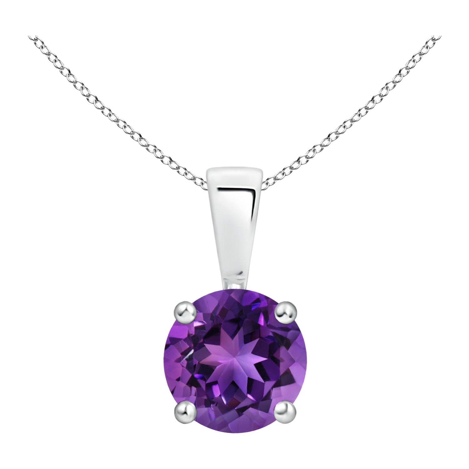 Natural Classic Round 0.80ct Amethyst Solitaire Pendant in Platinum