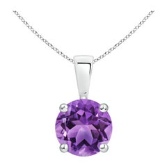 Pendentif classique en platine avec solitaire en améthyste ronde naturelle de 1,15ct