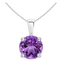 Natural Classic Round 1.7ctAmethyst Solitaire Pendant in Platinum