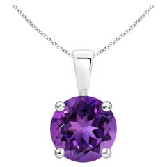 Natural Classic Round 1.7ctAmethyst Solitaire Pendant in Platinum