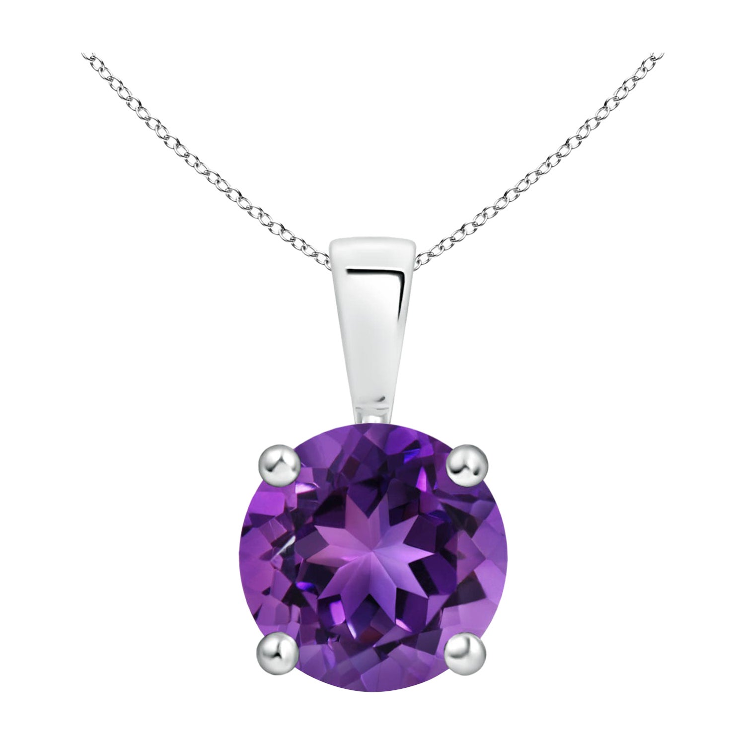 Natural Classic Round 1.7ctAmethyst Solitaire Pendant in Platinum
