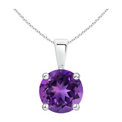 Natural Classic Round 1.7ctAmethyst Solitaire Pendant in Platinum