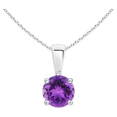 Natural Classic Round 0.45ct Amethyst Solitaire Pendant in Platinum