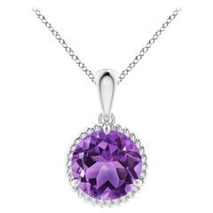 Natural Rope-Framed 1.7ct Amethyst Solitaire Pendant in Platinum