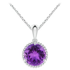 Natural Rope-Framed 1.15ct Amethyst Solitaire Pendant in Platinum