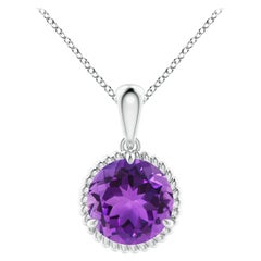 Natural Rope-Framed 1.7ct Amethyst Solitaire Pendant in Platinum