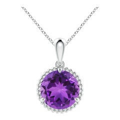 Natural Rope-Framed 2.45ct Amethyst Solitaire Pendant in Platinum