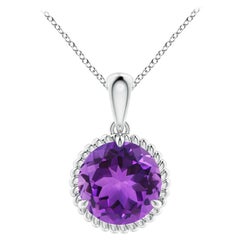 Natural Rope-Framed 2.45ct Amethyst Solitaire Pendant in Platinum
