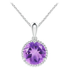Natural Rope-Framed 1.7ct Amethyst Solitaire Pendant in Platinum
