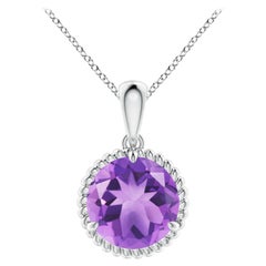 Natural Rope-Framed 2.45ct Amethyst Solitaire Pendant in Platinum