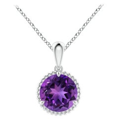 Natural Rope-Framed 1.15ct Amethyst Solitaire Pendant in Platinum