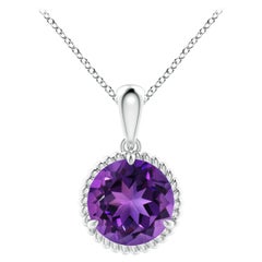Natural Rope-Framed 1.7ct Amethyst Solitaire Pendant in Platinum
