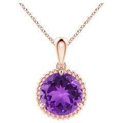 Colgante Solitario de Amatista Natural de 2,45 ct en Oro Rosa de 14 quilates