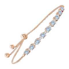 Bracelet tennis en or rose 14 carats, aigue-marine naturelle de 1,8 carat et diamants