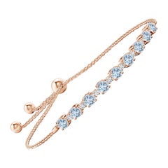 Natural 1.8ct Aquamarine and Diamond Tennis Bracelet in 14K Rose Gold