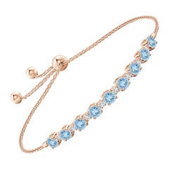 Pulsera de tenis de aguamarina natural de 1,8 ct y diamantes en oro rosa de 14 quilates