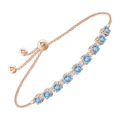 Pulsera de tenis de aguamarina natural de 1,8 ct y diamantes en oro rosa de 14 quilates