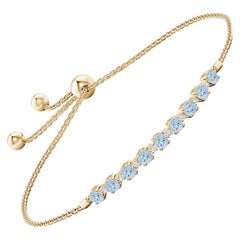 Natural 0.90ct Aquamarine and Diamond Tennis Bracelet in 14K Yellow Gold