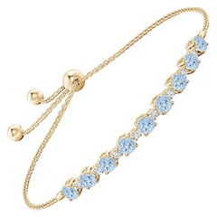 Pulsera de tenis de oro amarillo de 14 quilates con aguamarina natural de 1,8 quilates y diamantes