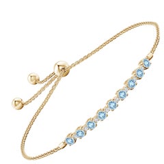Natural 0.90ct Aquamarine and Diamond Tennis Bracelet in 14K Yellow Gold