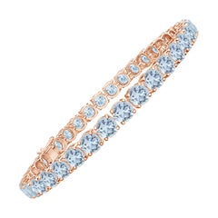 Classic 14.00ct Aquamarine Linear Tennis Bracelet in 14K Rose Gold