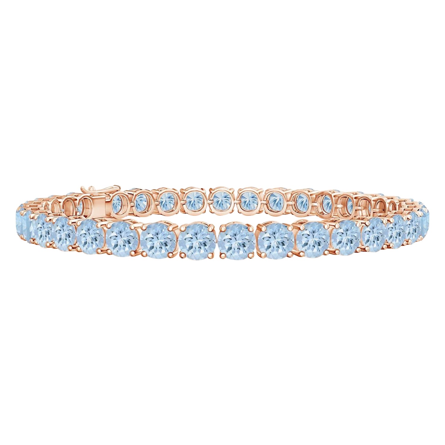 Classic 14,00ct Aquamarin Linear Tennis-Armband in 14K Rose Gold
