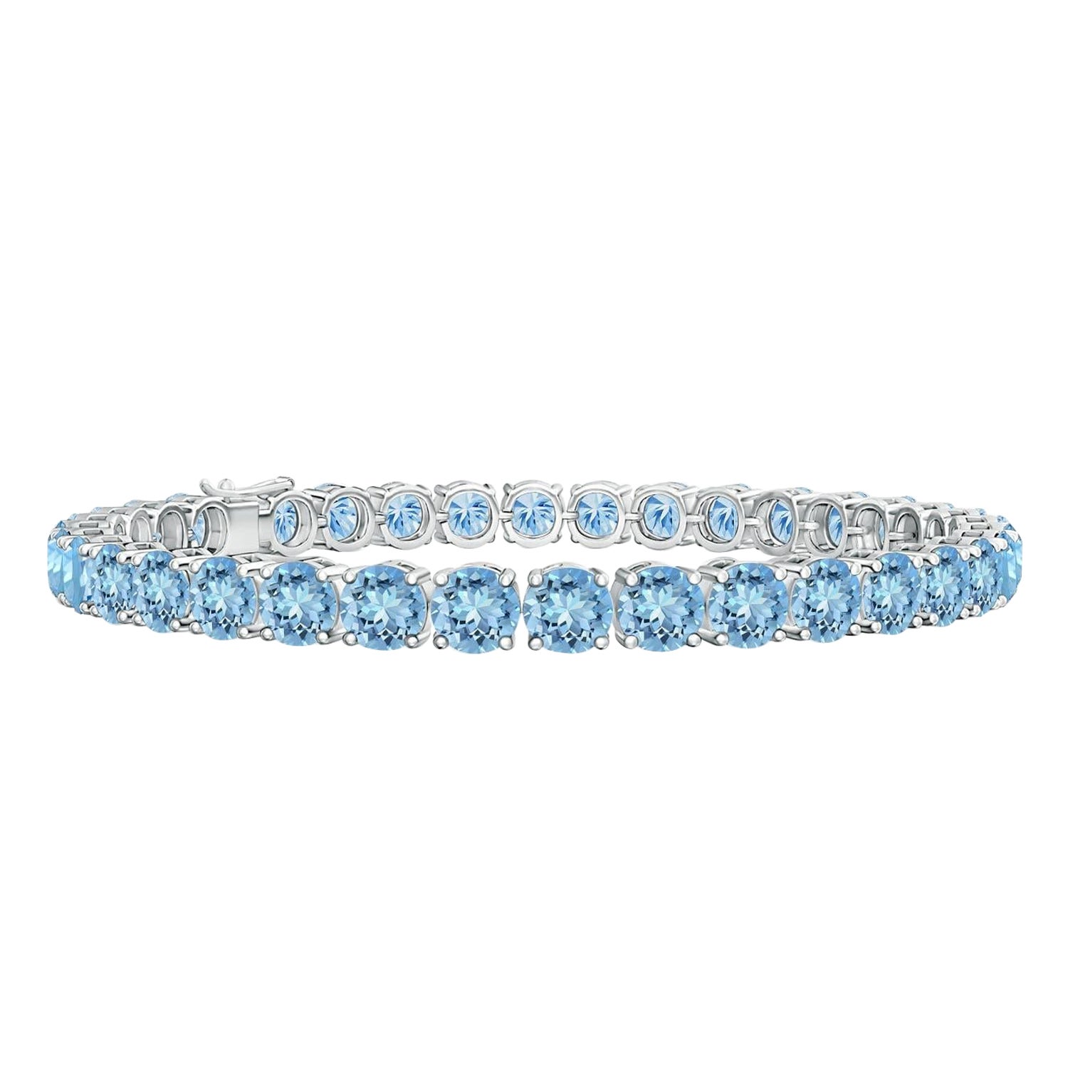 Classic 14.00ct Aquamarine Linear Tennis Bracelet in in 14K White Gold For Sale
