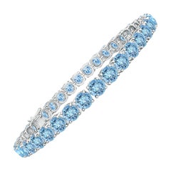 Classic 14.00ct Aquamarine Linear Tennis Bracelet en or blanc 14K