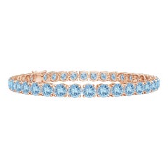 Classic 14,00ct Aquamarin Linear Tennis-Armband in 14K Rose Gold