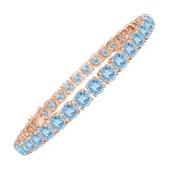Bracciale Tennis Lineare Classico con Acquamarina da 14,00ct in oro rosa 14K
