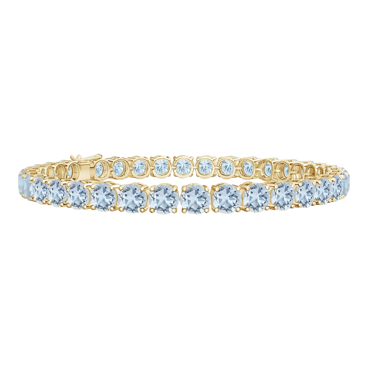 Classic 14.00ct Aquamarine Linear Tennis Bracelet in in 14K Yellow Gold For Sale