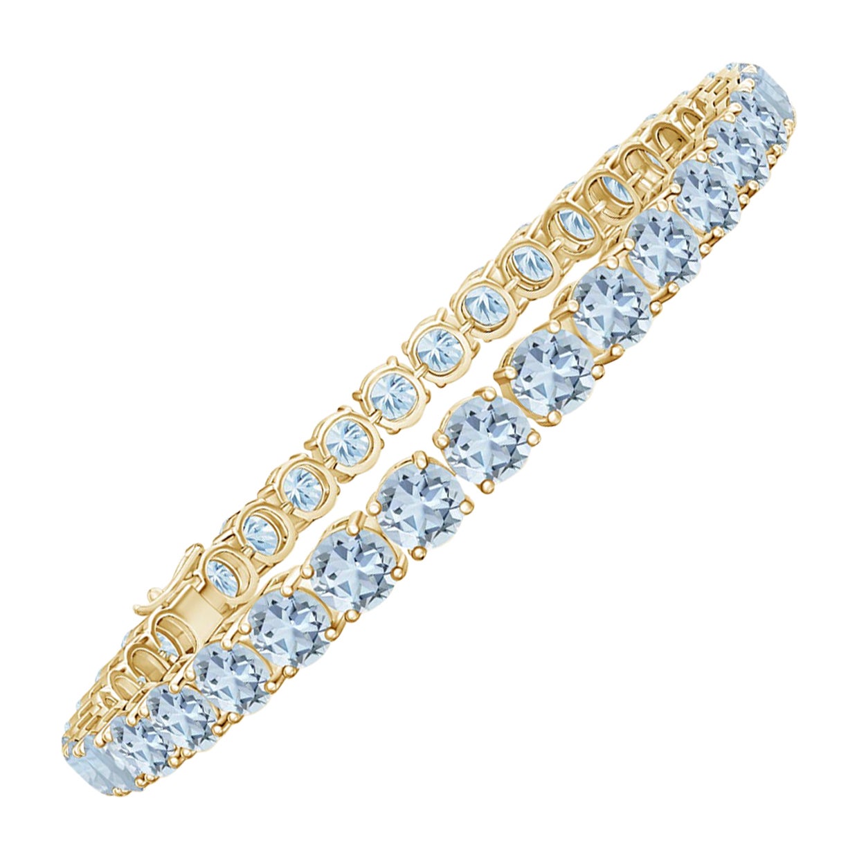 Classic 14,00ct Aquamarin Linear Tennis Armband in 14K Gelbgold