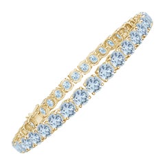 Classic 14.00ct Aquamarine Linear Tennis Bracelet in in 14K Yellow Gold