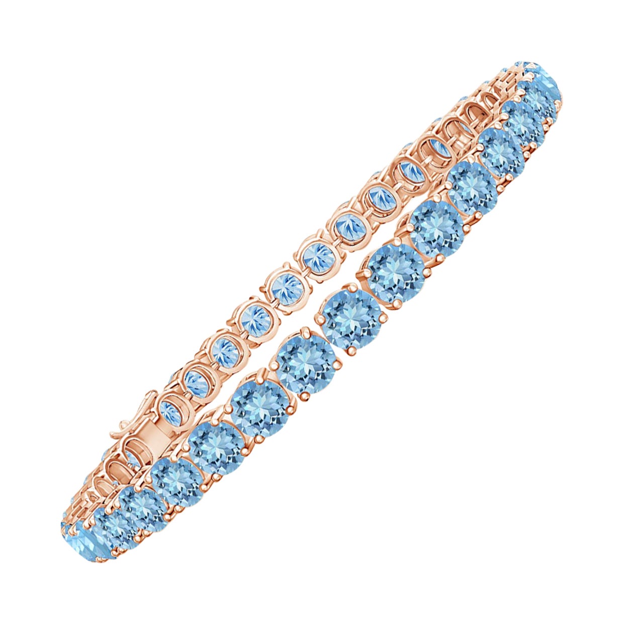 Classic 14.00ct Aquamarine Linear Tennis Bracelet en or rose 14K