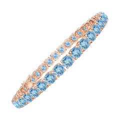 Classic 14.00ct Aquamarine Linear Tennis Bracelet in 14K Rose Gold