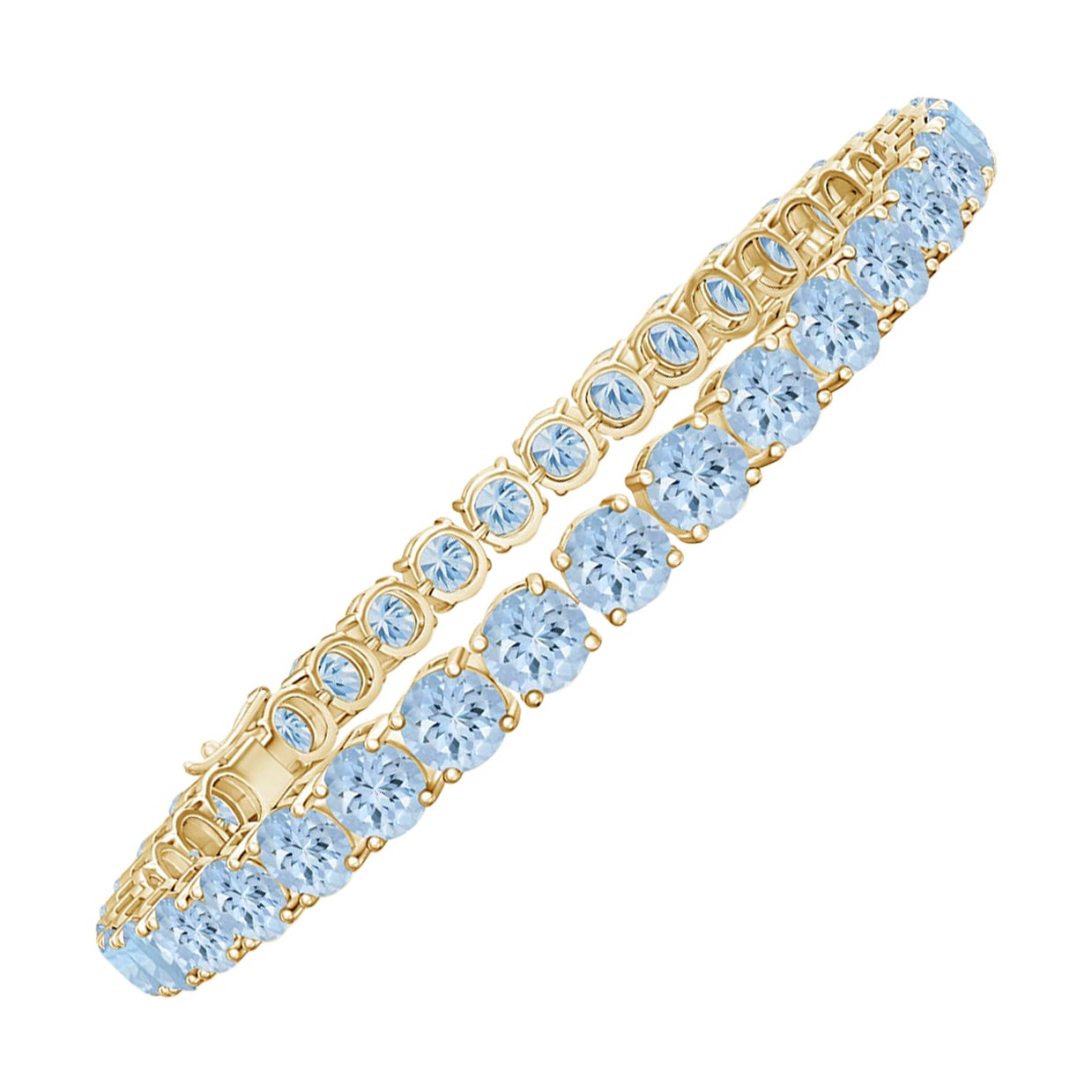 Classic 14,00ct Aquamarin Linear Tennis Armband in 14K Gelbgold
