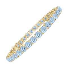 Classic 14.00ct Aquamarine Linear Tennis Bracelet in in 14K Yellow Gold