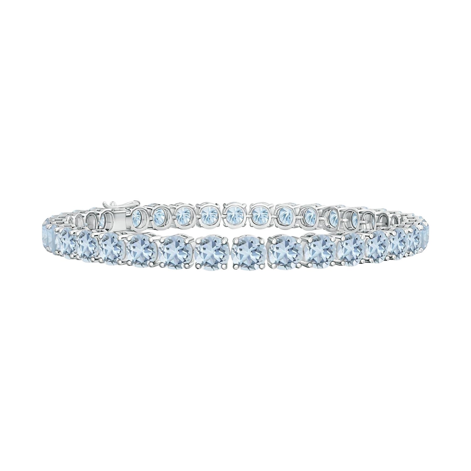 Classic 14.00ct Aquamarine Linear Tennis Bracelet in Silver For Sale