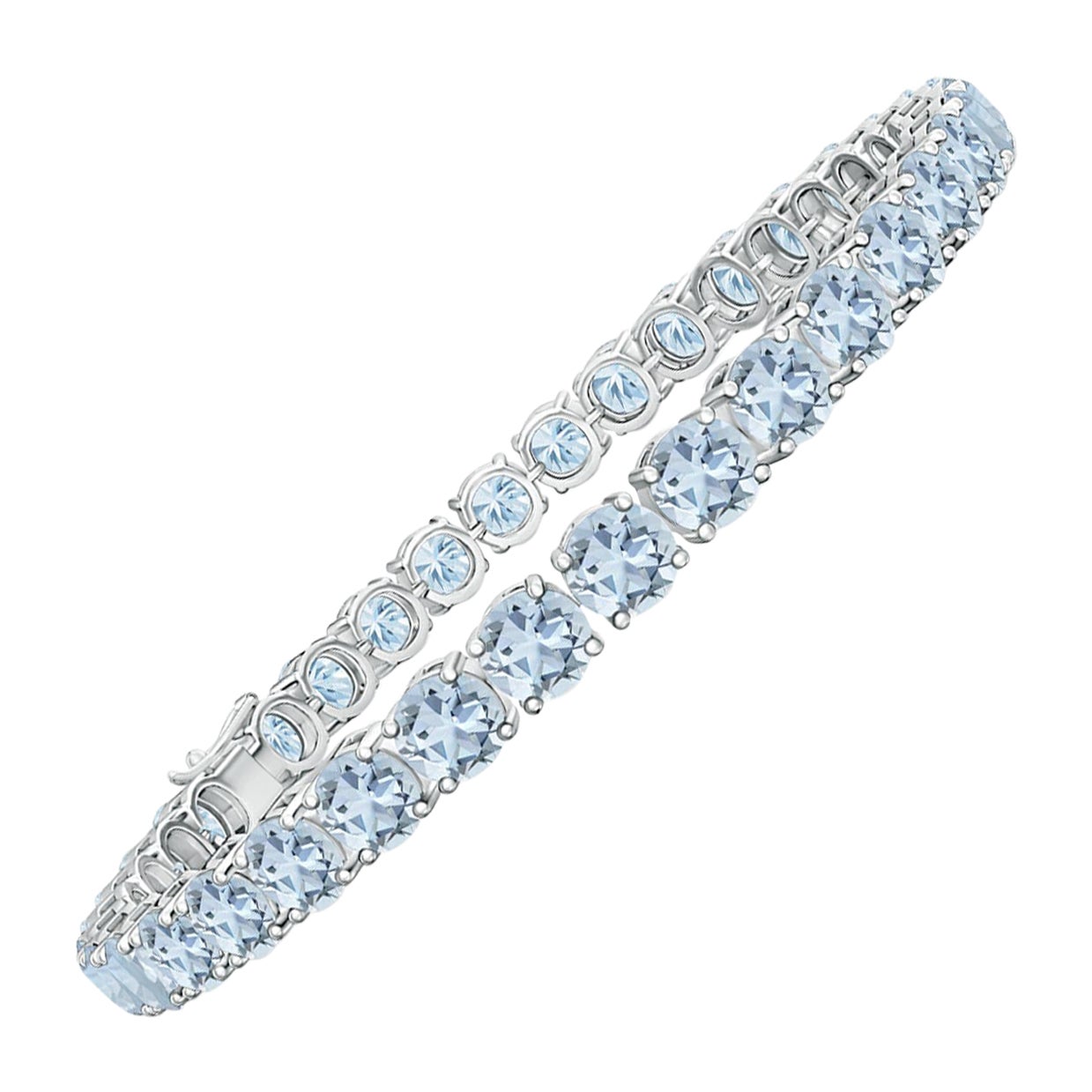 Classic 14.00ct Aquamarine Linear Tennis Bracelet en argent en vente