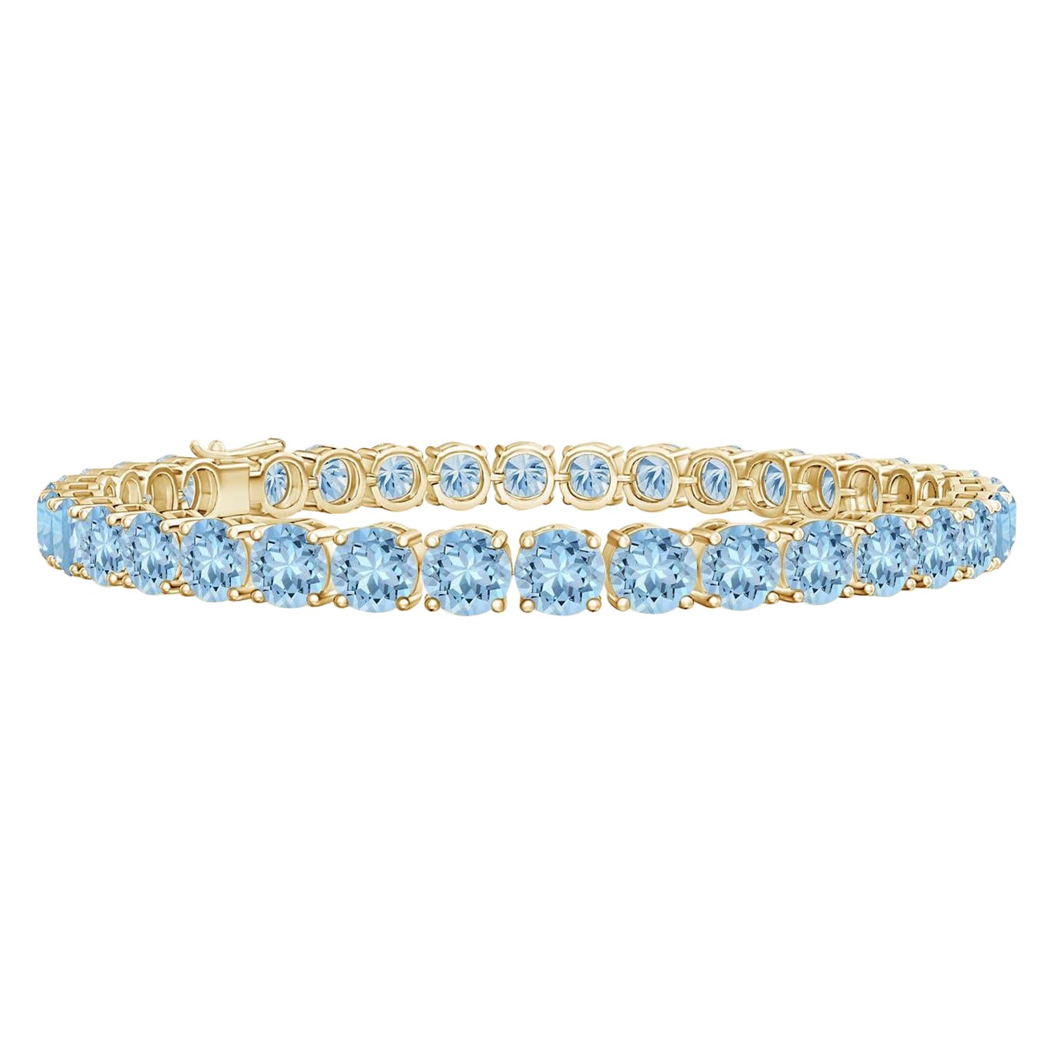 Classic 14,00ct Aquamarin Linear Tennis Armband in 14K Gelbgold