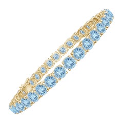 Classic 14.00ct Aquamarine Linear Tennis Bracelet en or jaune 14K