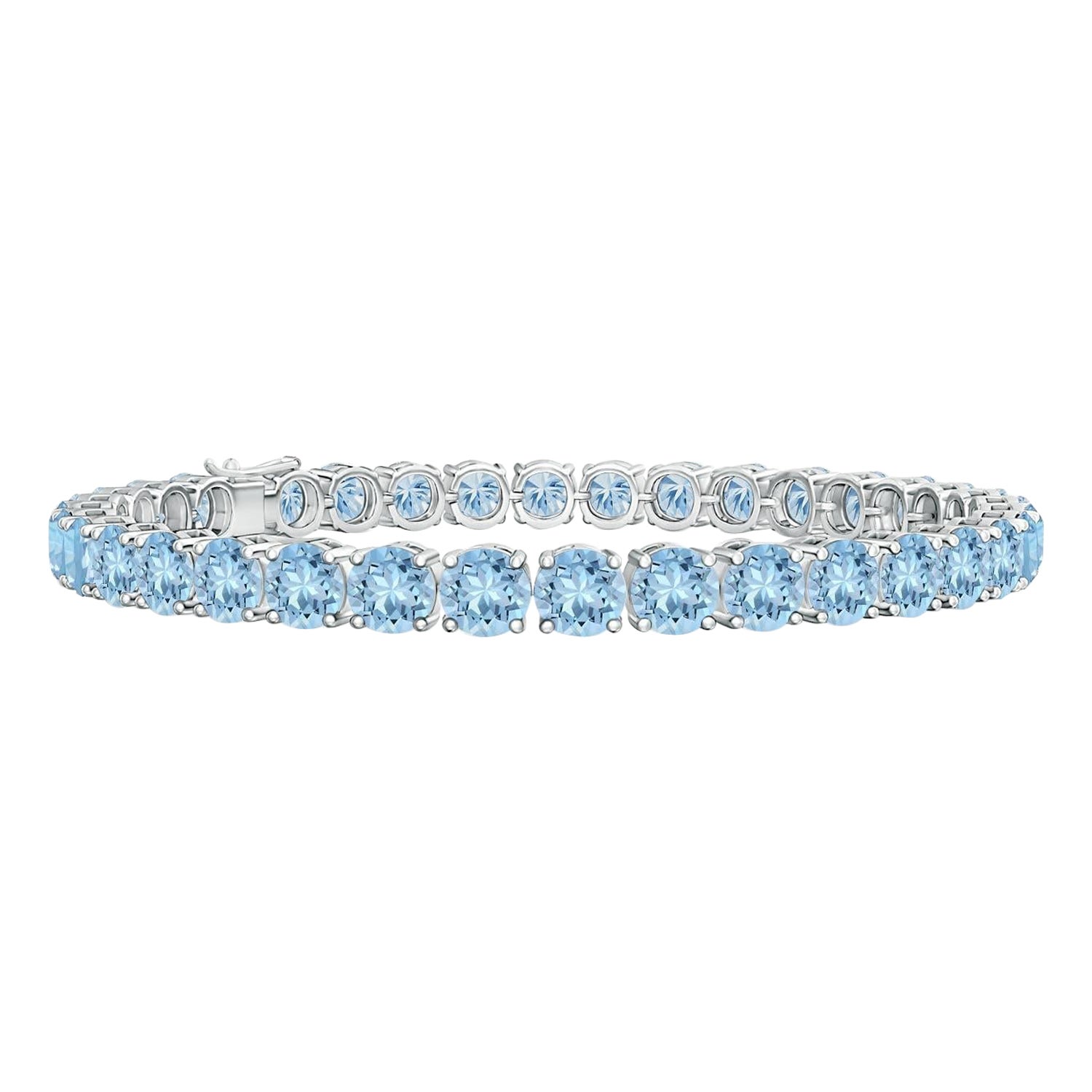 Classic 14.00ct Aquamarine Linear Tennis Bracelet in Silver For Sale