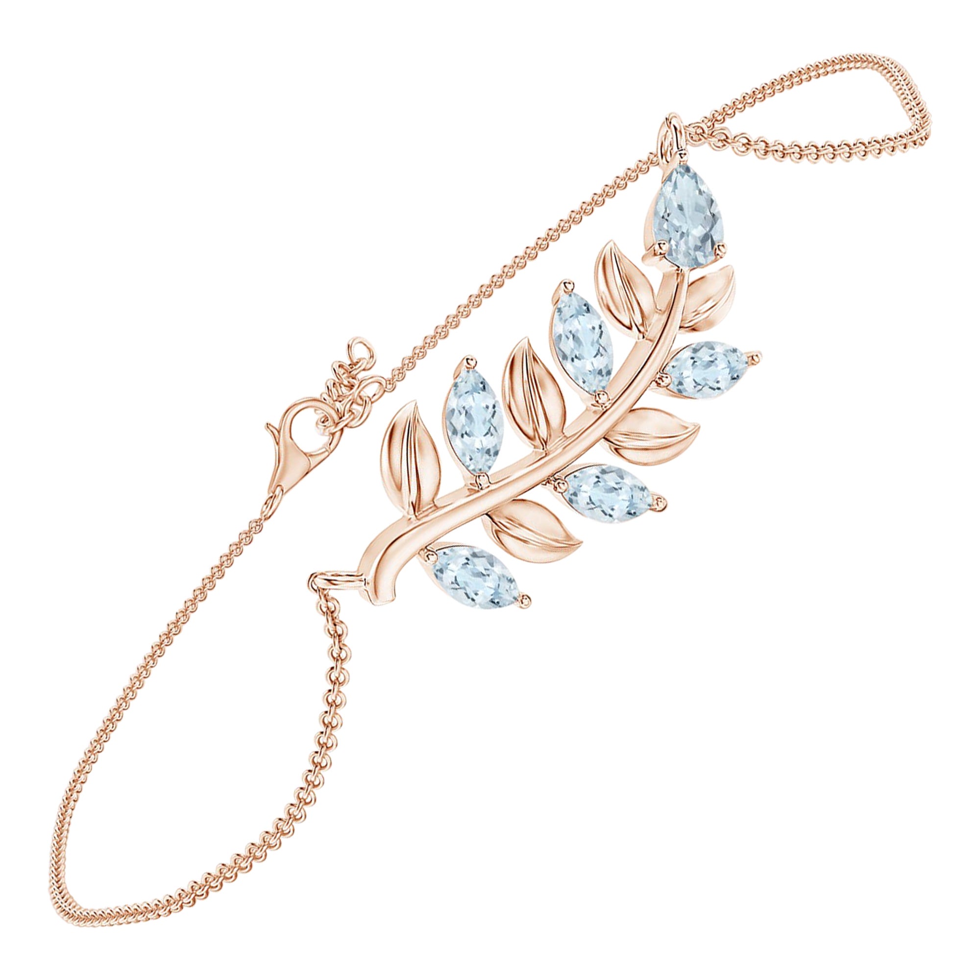 Pear and Marquise 0.72ct Aquamarine Branch Bracelet in 14K Rose Gold