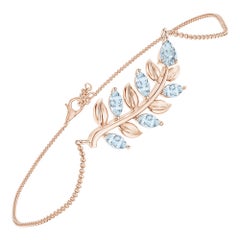 Pear and Marquise 0.72ct Aquamarine Branch Bracelet in 14K Rose Gold