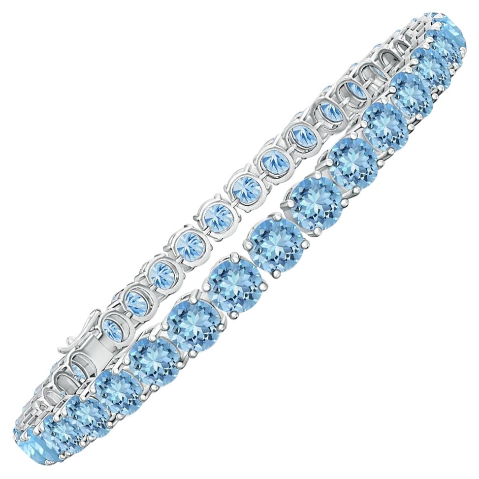 Classic 14.00ct Aquamarine Linear Tennis Bracelet en argent