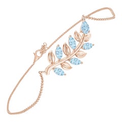 Pear and Marquise 0.72ct Aquamarine Branch Bracelet in 14K Rose Gold