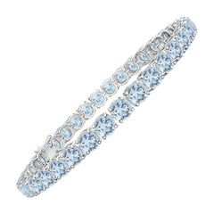 Classic 14.00ct Aquamarine Linear Tennis Bracelet in in 14K White Gold