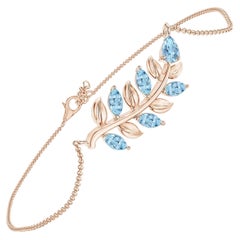 Pear and Marquise 0.72ct Aquamarine Branch Bracelet in 14K Rose Gold