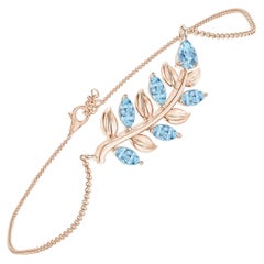 Bracelet de branches d'aigue-marine poire et marquise 0,72ct en or rose 14K